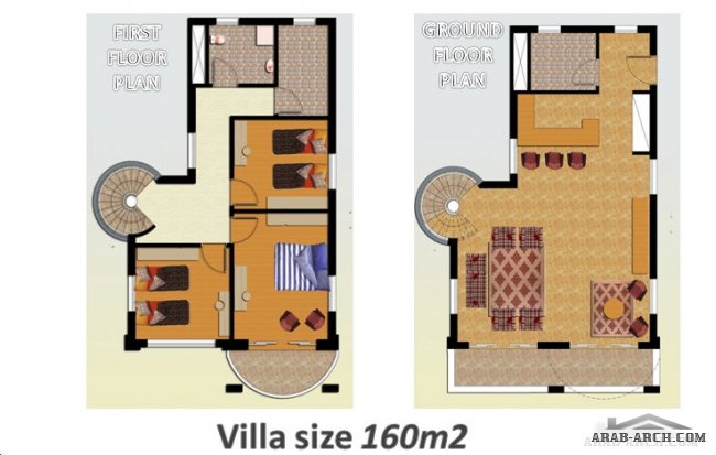 خرائط فيلا صغيرة المساحه ( Square Meters: 160) مساحه كلية