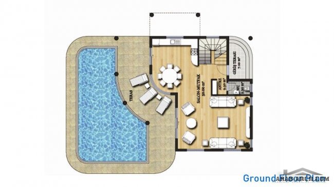  خريطة فيلا صغيرة المساحه  4 غرف نوم + floor plans + بركة