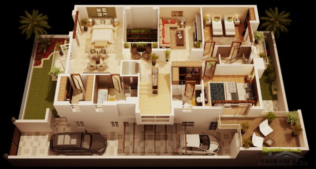 350 SQ YD Ground Floor ISOMETRIC VIEW