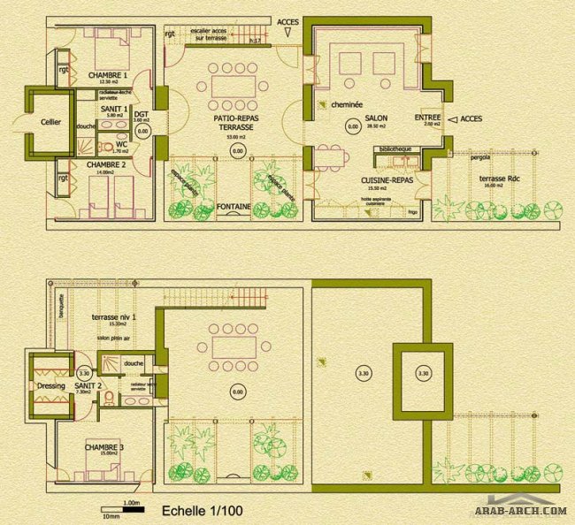 خريطة دار دورين بصحن مفتوح