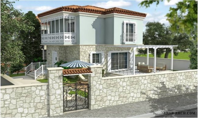 Stone Houses  - Single Villa Floor Plans  مخطط فيلا صغيرة المساحه من الحجر