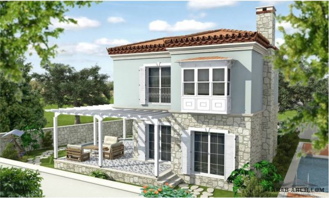 Stone Houses  - Single Villa Floor Plans  مخطط فيلا صغيرة المساحه من الحجر