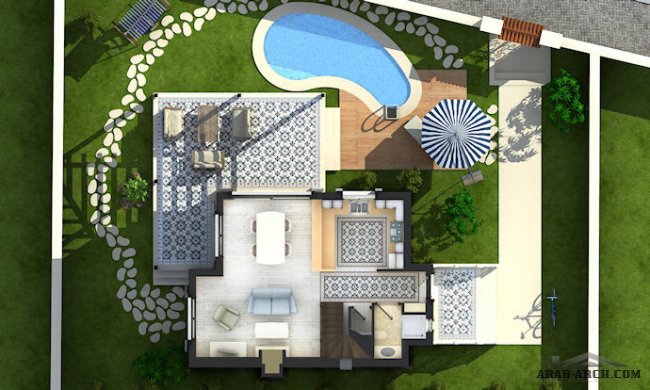 Stone Houses  - Single Villa Floor Plans  مخطط فيلا صغيرة المساحه من الحجر