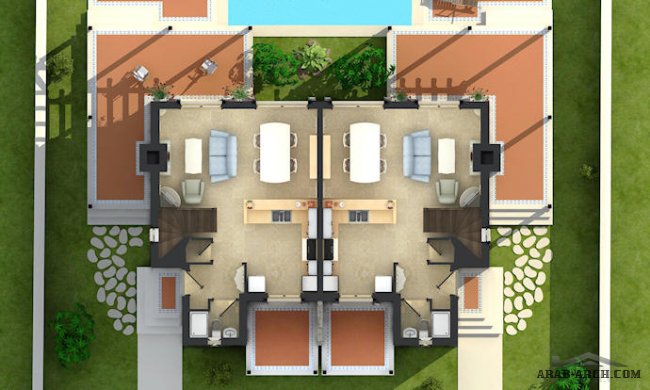 Twin Villa Gallery & floor plans - خرائط فيلا توين صغيرة المساحه