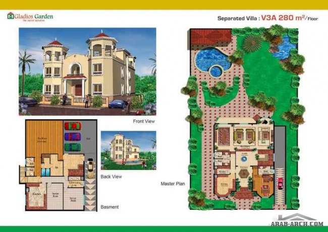 Gladios Garden - villa floor plans 280 sq.m/floor