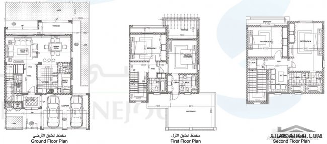 مخطط فيلات مرسى النجوم 4 Bed Rooms Twin Villa 