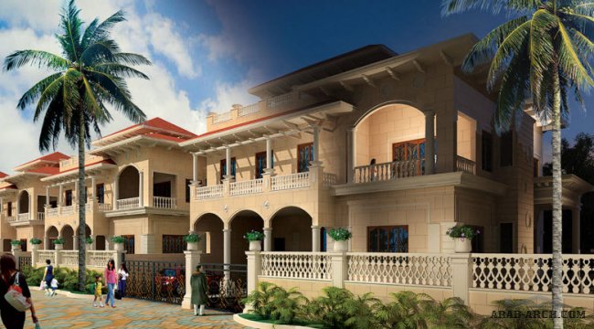 Villa Espaniol Pune + المساقط والمخطط 3d