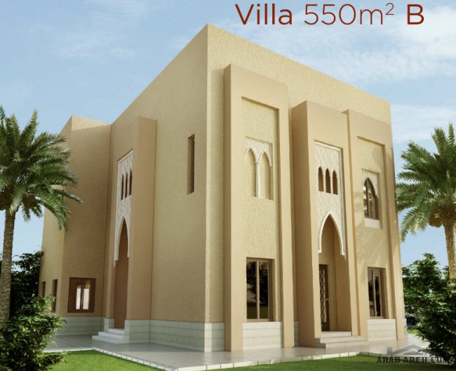 مخطط فيلا خليجى Villa 550m2 B - حى حطين