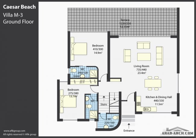 3 Bedroom Villas - floor plans