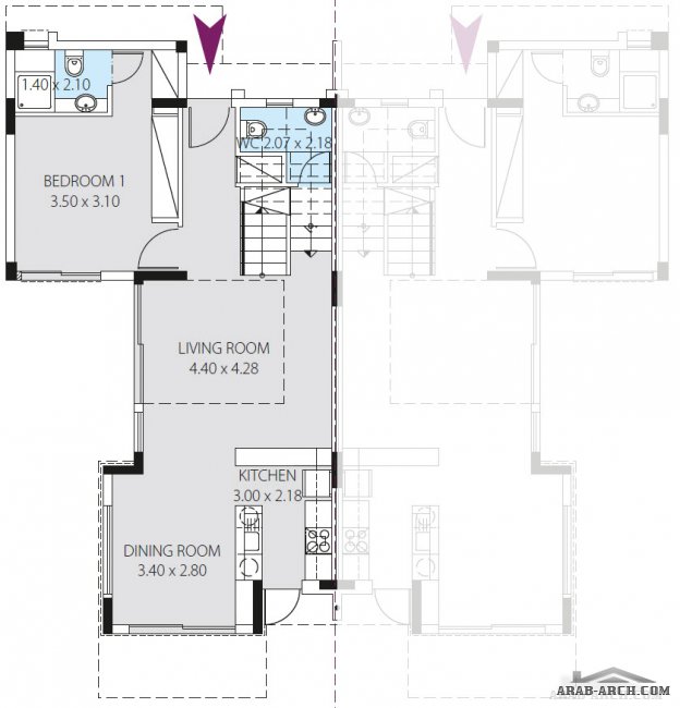 خرائط الفيلا التوين - Electra Residence