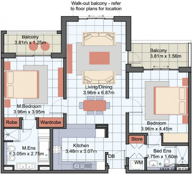 10 خرائط ومساقط شقق بمساحات مختلفة Almeria East Apartments