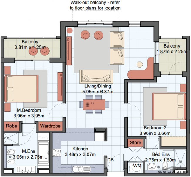 10 خرائط ومساقط شقق بمساحات مختلفة Almeria East Apartments