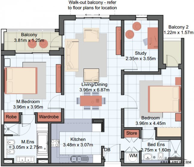 10 خرائط ومساقط شقق بمساحات مختلفة Almeria East Apartments