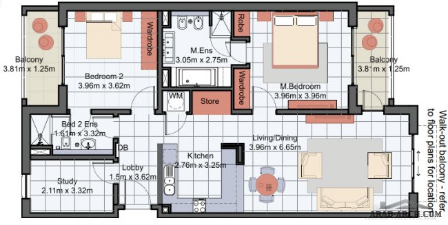 10 خرائط ومساقط شقق بمساحات مختلفة Almeria East Apartments