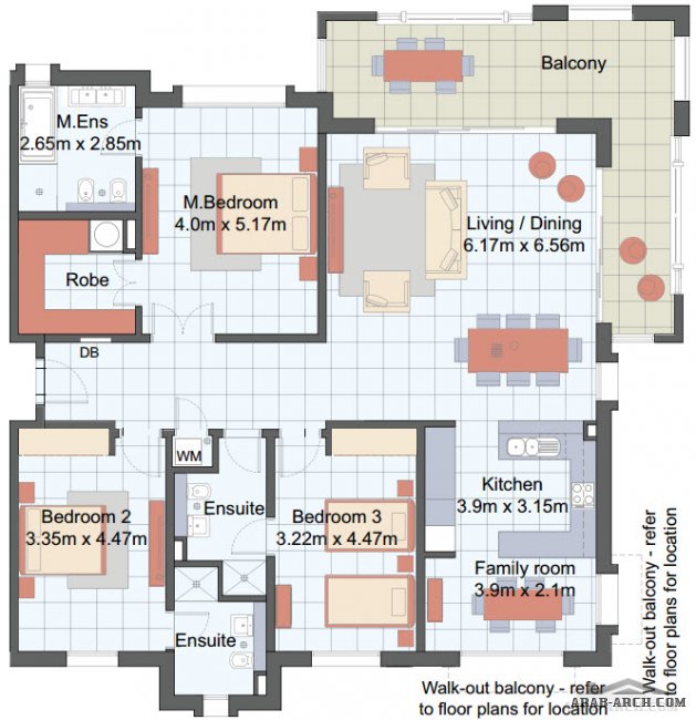 10 خرائط ومساقط شقق بمساحات مختلفة Almeria East Apartments