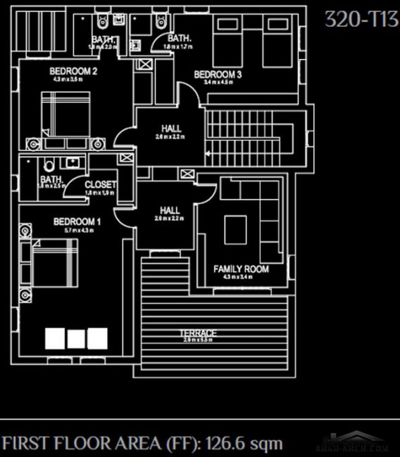 خرائط ومساقط الفيلا Arbil Mass City 320 m T13