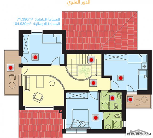 فيلا نموذج صغير المساحه طابقين 100 متر مربع