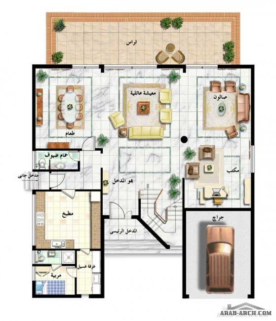 Villa Type X المساحة الكلية: 458 متر مربع - الربوة