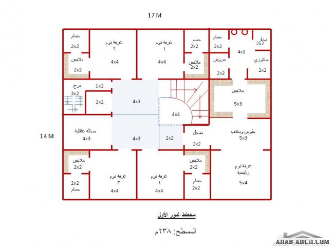 تصميم مبدئي فيلا  مساحة الارض 550 م2