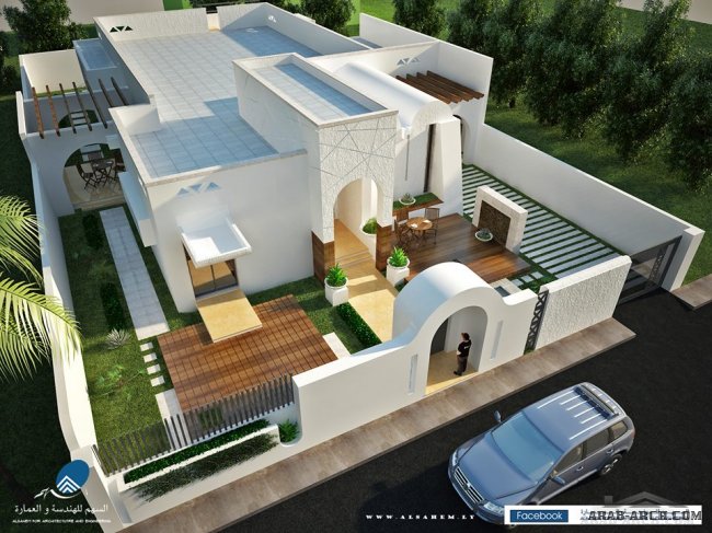 واجهات فيلا طابق واحد Tripoli- Libya - Total area : 353.22 m²