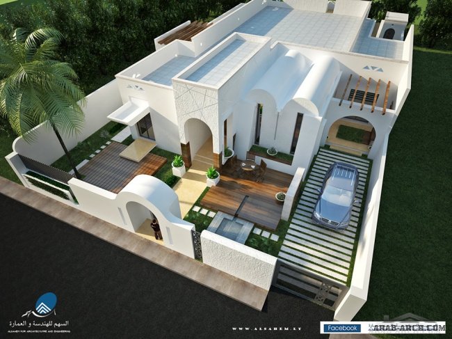 واجهات فيلا طابق واحد Tripoli- Libya - Total area : 353.22 m²