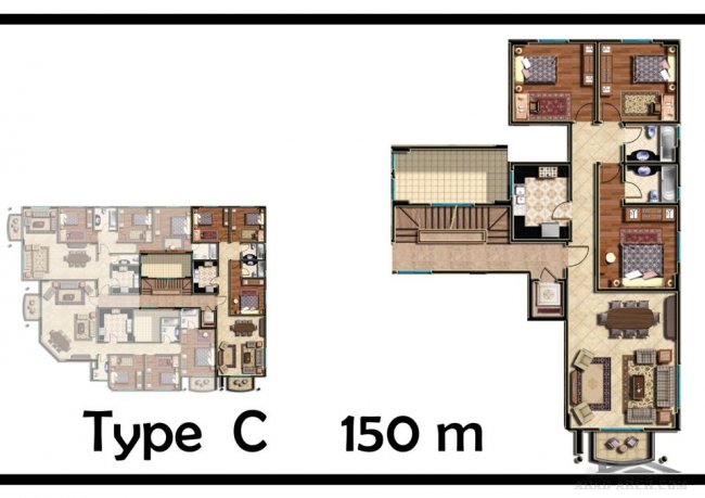 خرائط عمارة سكنية وتفاصيل الشقق