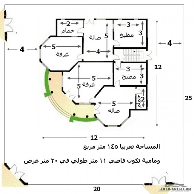 خرائط تصميم فيلا يالسودان - مساحه الارض 20*25 متر