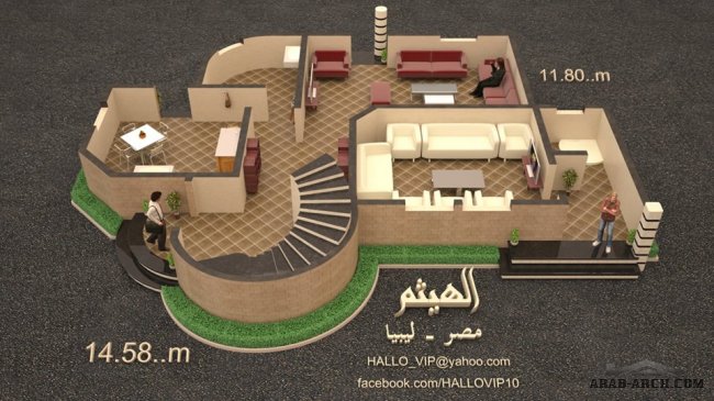 تصميمات الهيثم  -تصميم خريطة هندسية المساحة الكلية 157 .. متر مربع.