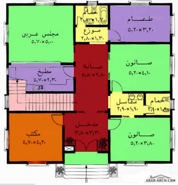 خرائط فيلا طابقين ومساحه الدور 200 متر مربع تقريبا