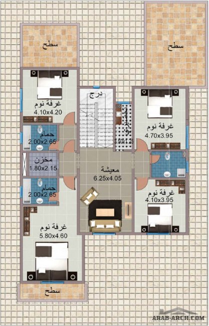 خرائط بيوت الكويت - نموذج C طابقن مدينه جابر الاحمد