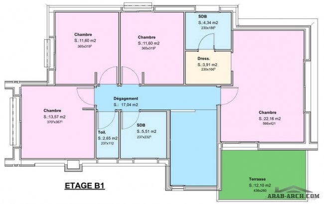 خرائط فيلا مجمع الياسمين السكنى - Type : B1