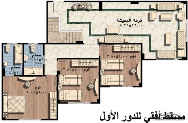 خرائط فيلا بمساحه اجمالية 322 متر مربع طابقين