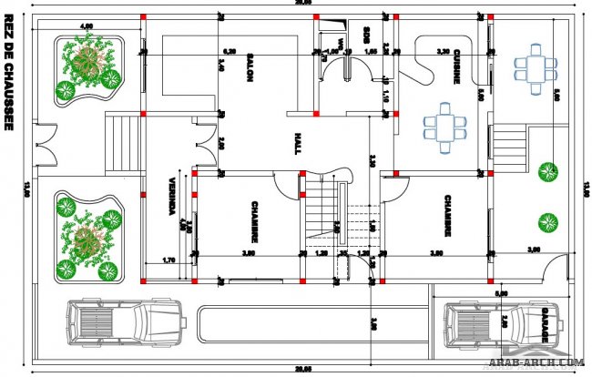 تصميم مفصل فيلا طابقين ابعاد الارض 20*13 - تصميم المهندس Lotfi Abou El Kouroum