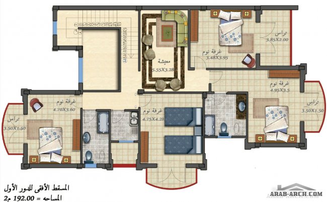 Twin House Model مساحة الدور الارضى  : 190 متر