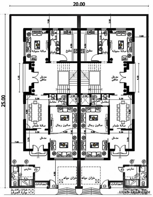 خرائط الفيلا الدوبلكس 20*25  متر -  4 غرف نوم من مشروع منزلك بالمدينه