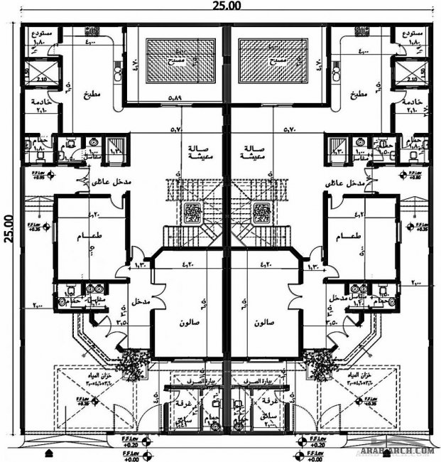 خرائط الفيلا الدوبلكس 25*25  متر -  4 غرف نوم من مشروع منزلك بالمدينه