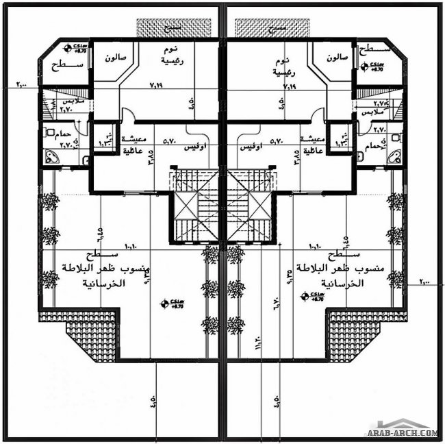 خرائط الفيلا الدوبلكس 25*25  متر -  4 غرف نوم من مشروع منزلك بالمدينه