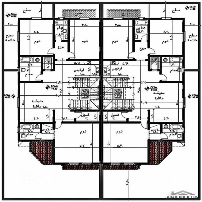 خرائط الفيلا الدوبلكس 25*25  متر -  4 غرف نوم من مشروع منزلك بالمدينه