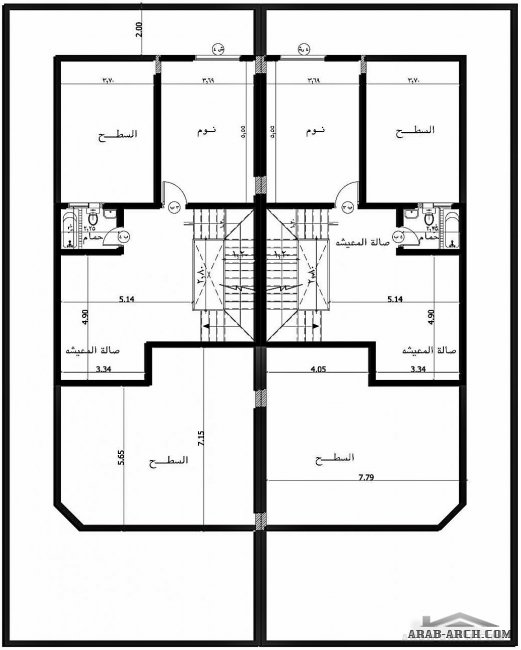 خرائط وحدتين بتقسيم راسي ( 20*25 ) 4 غرف نوم من مشروع منزلك بالمدينة