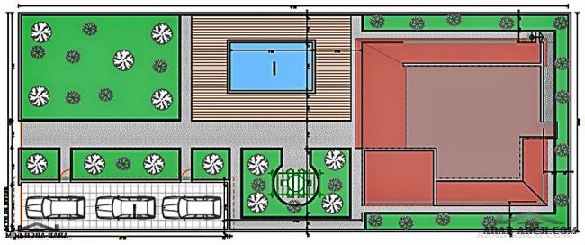 تفاصيل لمخطط استراحه طابق واحد - ابعاد الارض 16*40 متر بالمسبح للمهندس Lotfi Abou El Kouroum