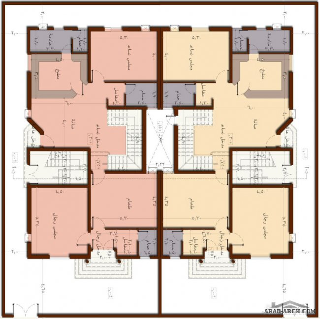 خريطة 4 وحدات دوبلكس بتصميم فريد ومرن قابل للافراز مستقبلا