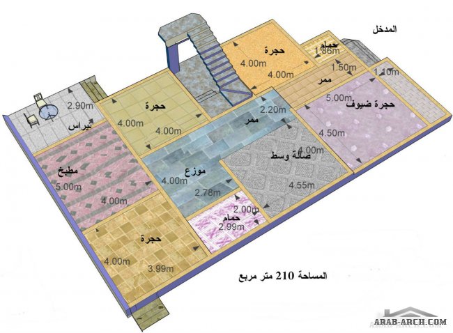 خريطة مبنى سكني يتكون دور ارضي‏  210 متر مربع بواسطة ‏المكتب الاستشاري الهندسي /ليبيا /طرابلس الغرب