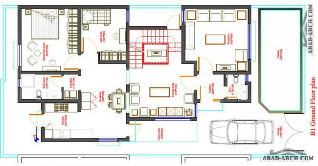 مخطط رائع جدااا استراحه او بيت دور واحد PHASE 1 HOUSES TYPES -ATCONZ