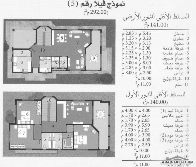 فيلا نموذج 5 حدائق قرطبة - 141 متر مربع للطابق الواحد