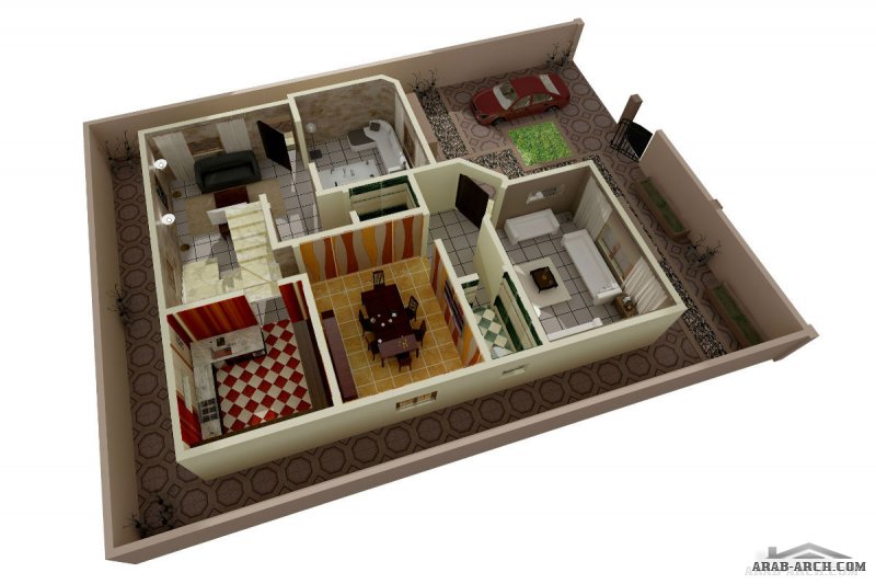 villa floor plans 3 d - arab style