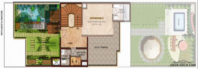   Garden & pool Duplex Villa  floor plans