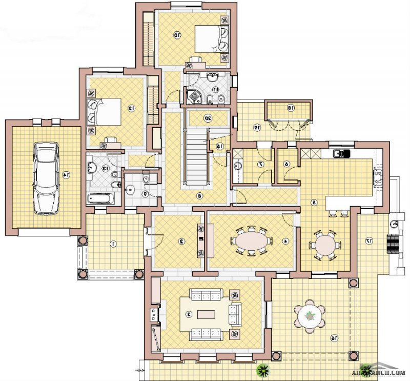 خريطة فيلا تصميم اوربى 410 متر مربع