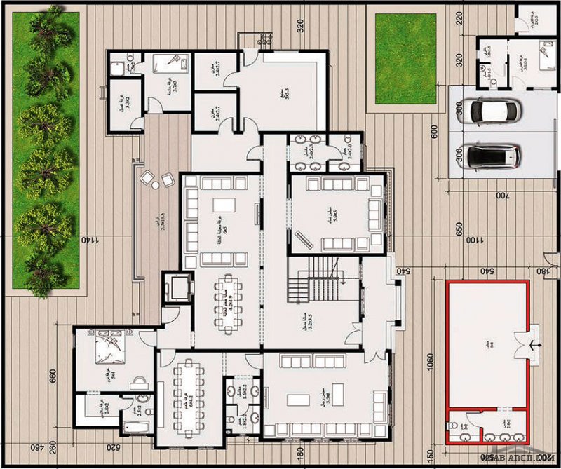 مخطط الفيلا رقم التصميم A4 من مبادرة بيتى 681 متر مربع 5 غرف نوم