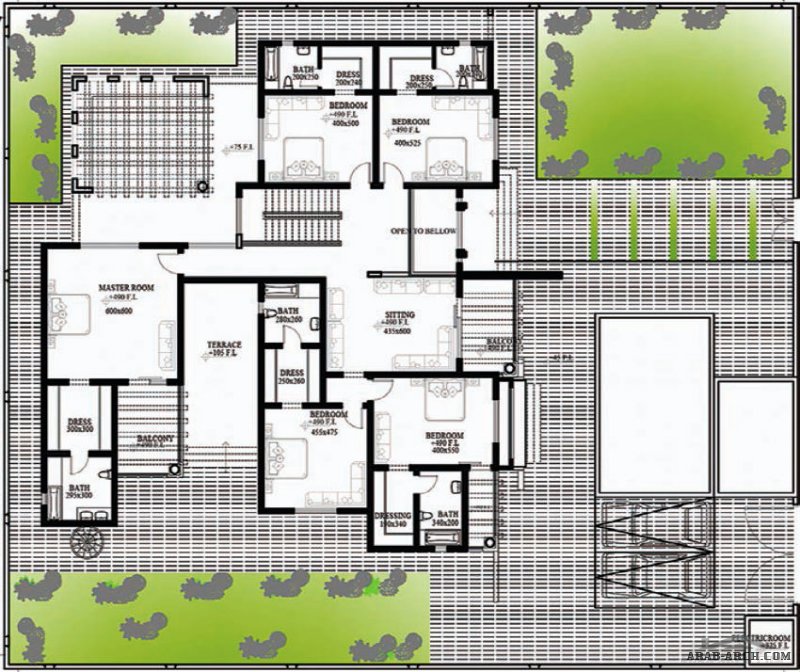 مخطط الفيلا رقم التصميم B3 من مبادرة بيتى 708 متر مربع 6 غرف نوم