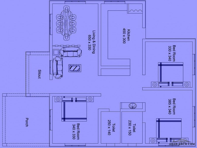 خريطة بيت طابق واحد Ground Floor is designed in 107 Square meter